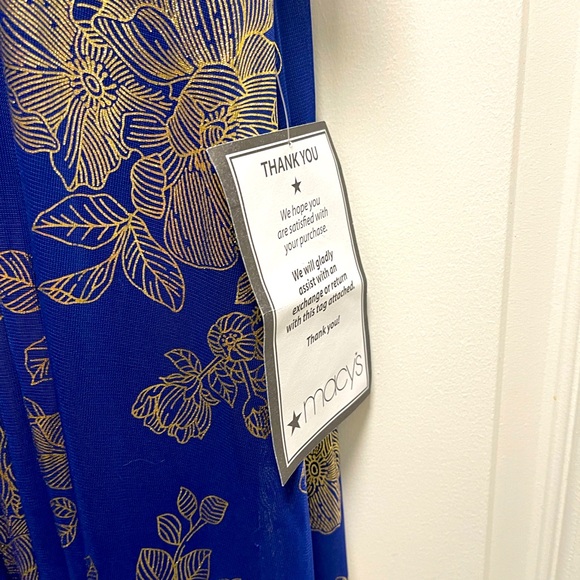 MSK ROYAL BLUE AND GOLD ASIAN PRINT WIDE LEG PANTSUIT - Picture 8 of 8